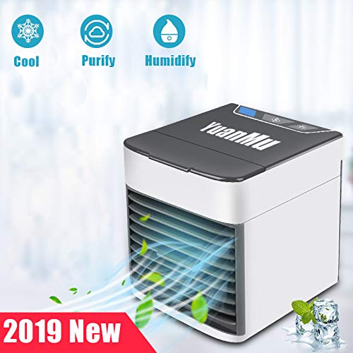Mini Air Cooler 3-in-1 Luftkühler Luftbefeuchter Luftreiniger, USB Tragbare Kühler 7 Farben 3 Lüftergeschwindigkeiten Mobile 