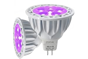 JSVSAL 2-Pack,LED Blacklight Bulbs,MR16 GU5.3 Base,DC/AC 12V 6W,UVA Level 395-400nm,Glow in The Dark for Body Art Paint, Fluorescent Poster, Neon Glow Party,Holiday Decorations
