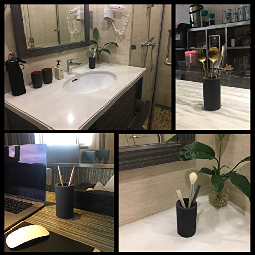 HouseSister Organic Diatomite Toothbrush Toothpaste Makeup Brushes Razors Holder Bathroom Countertop Organizer Stand Cup Organizer (Black)