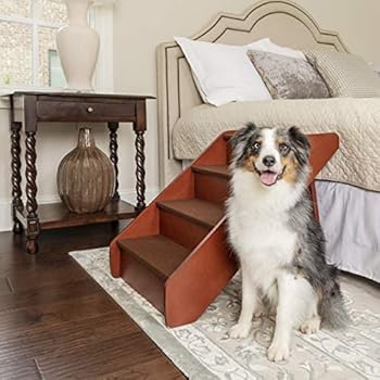 PetSafe CozyUp Folding Wood Pet Steps - PupSTEP Dog and Cat Stairs - Lightweight Durable Wooden Frame Supports up to 200 lb - Side Rails and Non-Slip Feet Provide Added Security - 25 inches