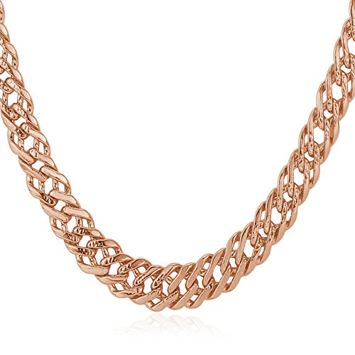 U7 Jewelry Men Necklace Rose Gold Plated 6MM Wide Classic Venitian Chain 22 Inch
