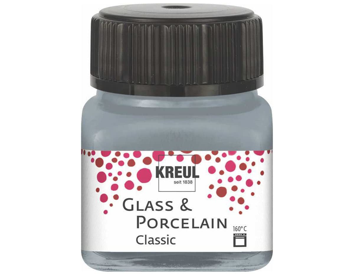 Kreul Glass & Porcelain Classic Metallic Silver 16246 in 20 ml Glass, Brilliant Glass and Porcelain Paint, Water-based, Quick-Drying, Opaque