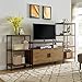 Entertainment Center TV Media Stand by Aaron Furniture Designs | with Two Doors and Storage Shelves | Sturdy | Easy Assembly | Brown Oak Wood Look Accent Furniture with Metal Frame