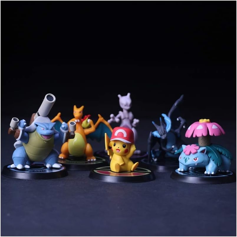 KPST 6pcs/Set Mewtwo Charizard Venusaur Blastoise Pika Anime Model Action Figure PVC Toys