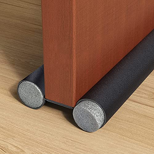 KAMYSEN Protector y Guardapolvo para Puerta, Tapón de Aire para Debajo de La Puerta, Impermeable, Ajustable con Bloqueo de Ruido, Tope para Puerta de Bajo Puerta, Diseño de Doble Borde (1, Negro)
