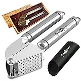 ChaMond Home Stainless Steel Professional Garlic Press and FDA Approved Silicone Garlic Peeler