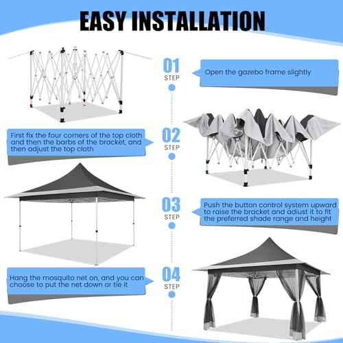 COBIZI 12x12 Pop Up Gazebo Review: Peaked Roof Shelter with Mosquito Netting image 25