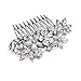 Pearl Flower Rhinestone Crystal 10 teeth Hair Comb Wedding Bridal Hair Accessories (Silver/Rhodium Plated))