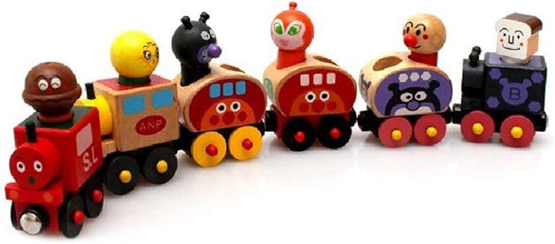 Global Mantra 6Pcs Wooden Magnetic Train Toy Educational Developmental Toys for Kids and Toddlers