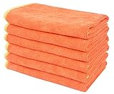 Sinland All-purpose Microfiber Cleaning Cloths Wiping Dusting Rags 12Inchx12Inch Pumpkin 6 Pack