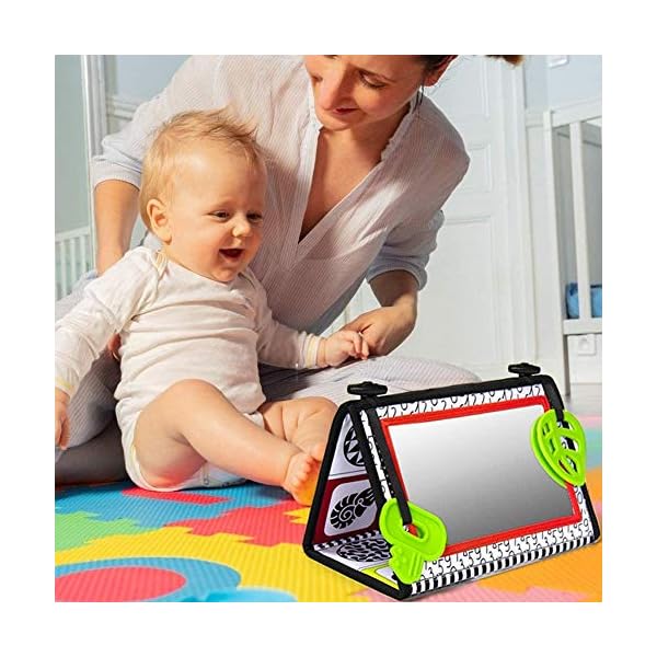 Tummy-Time-Mirror-Flip-Baby-Mirror-Floor-Mirror-Safe-Foldable-with-High-Contrast-Patterns-and-Teether-Sensory-Mirror-for-Newborn-Infants-Discovery-Baby-Books-0-6-months teytoy Tummy Time Mirror Toys, High Contrast Baby Sensory with Teether, New Born Toys Flip Mirror for 0-6 Months Infants…
