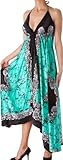 AA108 – Veins Print Satin V-Neck Halter Handkerchief Hem Maxi / Long Dress ( Various Colors ) – Mint/One Size, Online Clothing Store