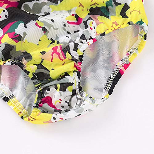 Jshuang❤️(6M-3Y) Toddler Baby Girl Ruffled Swimwear Floral Swimsuit Cap Bathing Beach Clothes Set（Yellow） - Thumbnail 3