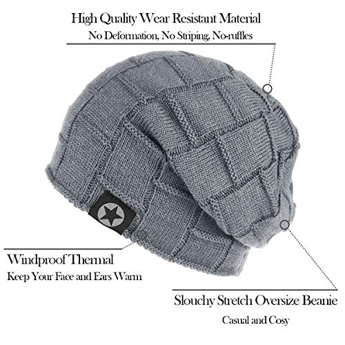 Bodvera Unsex Winter Knit Wool Warm Hat Soft Slouchy Beanie Skully Cap