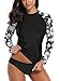 Taylover Womens Long Sleeve Rash Guard Swim Shirt UV Rash Guard Tops Swimwear