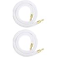 LVYIHAN 2 Pack Velvet Stanchion Rope White, 5 Ft Crowd Control Ropes Barrier with Gold Hooks, Hanging VIP Rope for Party Decoration