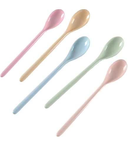 6 Cuillères Longues Réutilisables - 18 Cm - Colorées Et Pratiques Pour Café, Glace, Cocktails