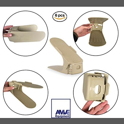 UPGRADED 2018 Adjustable Shoe Slots Doble Set Of 6 By AMVEE: Shoe Organizer Space Saver Closet rack Solution 3step Plastic Slot Storage Holder For High Heels, Sneakers, Slippers And Sandals (Ivory)