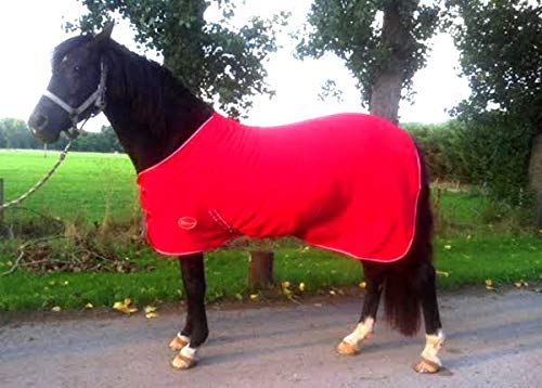 Cwell Equine NEW HORSE COB PONY SHETLAND MINI RED SHOW TRAVEL FLEECE RUG 3'6"-6'9" stable cooler choice of Sizes (5'0")