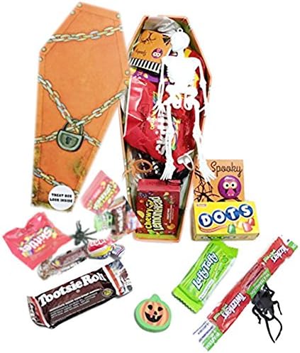 Happy Halloween ~ Fun Coffin Shaped Treat Boxes ~ Filled with Fun Favors and Assorted Treats (12 oz)
