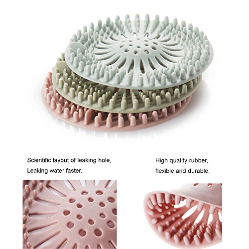 KongNai Hair Catcher Shower Drain Cover, 4 Pack Hair Stopper Drain Protector Universal Rubber Sink Strainer for Bathtub Kitchen and Bathroom