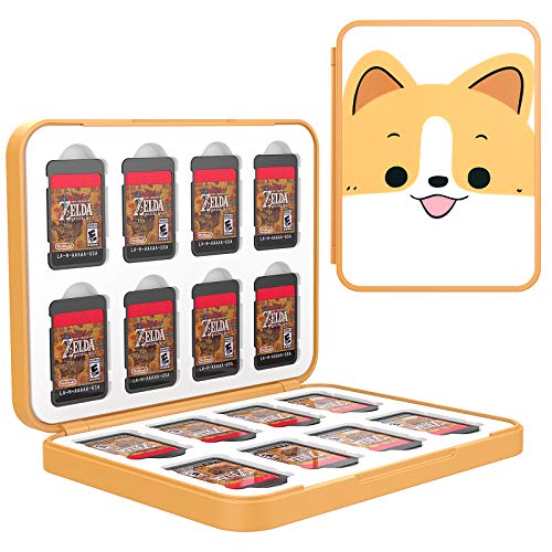 TiMOVO 16 Game Card Case for Nintendo Switch/Switch OLED/Switch Lite, 16 Game Holder Cartridge Case for Switch Cards and 16 SD Cards, Compact & Portable Game Storage Cases Box, Orange Dog