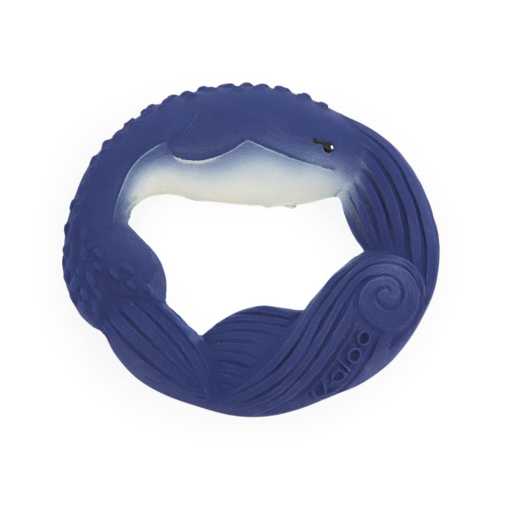 Kaloo - Petit Calme - Natural Rubber Teething Ring - Blue Whale - 3.9"/10 cm - Soft and Ergonomic - Massaging Effect - From Birth Onwards - K970704
