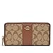 COACH SIGNATURE PVC LEATHER ACCORDION ZIP WALLET, Khaki/Saddle, Large