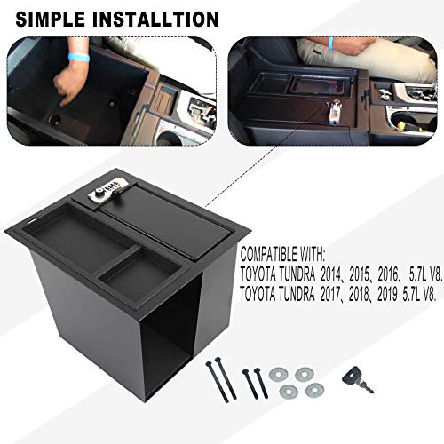 Locking Center Console Gun Safe Box Set for Toyota Tundra 20142021 5