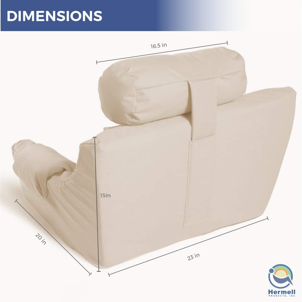 Hermell Deluxe Extra Firm Bed Lounger Reading Pillow, Cream: Home & Kitchen