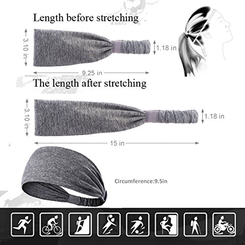 image for COODOO 4PCS Non-Slip Stretch Elastic Wide Headbands, Thin & Breathable