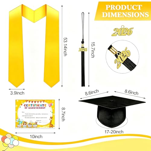GOGOBAO Kindergarten Graduation Cap and Gown Set with Tassel 2025 Charms Graduations Stoles for Kid Preschool
