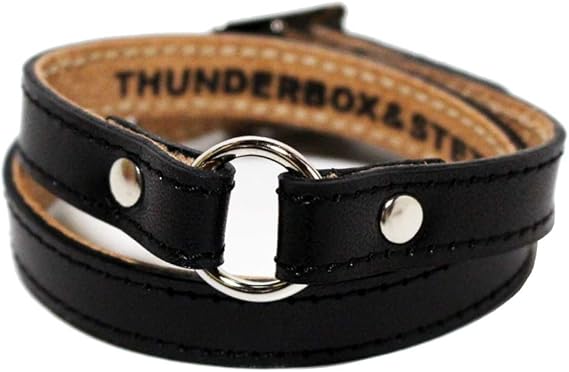 Amazon Co Jp Thunderbox Bgm Bracelet Black サンダーボックス ブレスレット レザー リング 二重 ブラック Free Size 服 ファッション小物