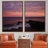 2 Piece Framed Canvas Wall Art Coastal Scenery Canvas Prints Home Artwork Decoration for Living Room,Bedroom - 16