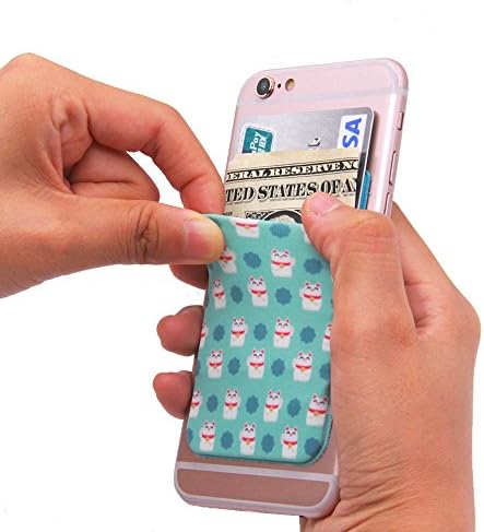 Lycra Cell Phone Card Holder, Sticker Firmly Adhesive Stick Back Cover Credit Card Holder Pouch Pocket for Mobile Cell Phones(fortune cat)