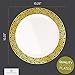 ELITE SELECTION Disposable Plastic Party Plates - 50 Pack Premium Quality 10.25” Dessert Plate - Elegant Round Cream Plate with Gold Lace Design - Ecofriendly Kitchen Dinnerware