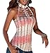 Women's Fashion Halter Crop Top Custom Backless Hollow Out Tank Top Blouse Clubwear (As The Picture, S)