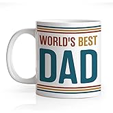 Gkodw World's Best Dad 11oz Double-Sided Ceramic Mug, Funny Worlds Best Dad Mug, Christmas Birthday Thanksgiving Gifts for Husband Soulmate, Father's Day Office Gifts for Family Uncle Daddy Grandpa