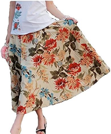 Amazon 夏物セール中 在庫限り 春夏 花柄ロングスカート レディース ボヘミアン マキシスカート ウェストゴム 麻素材 Sb131 Lf スカート 通販