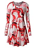 MsBasic Women's Long Sleeves Christmas Dress Xmas Gifts Print Flared A Line Midi Dress
