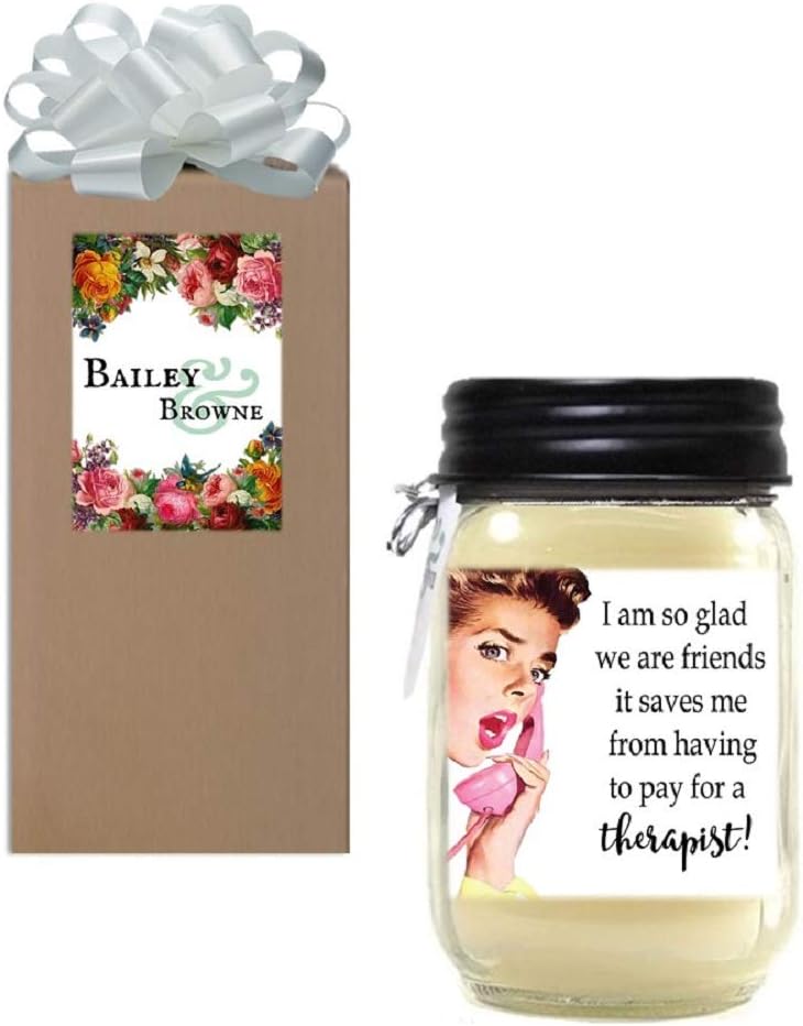 So Glad We are Friends Funny and Sassy Scented Candle,16 oz in Canning Jar (Butter Creme)