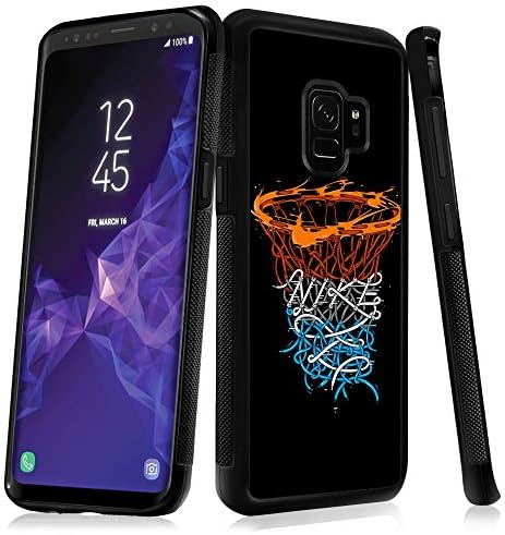 Airando Black Anti-Slippery Basketball Design Pattern Samsung Galaxy S9 Case,Soft TPU+Hard PC Shock-Absorption Case for Samsung Galaxy S9