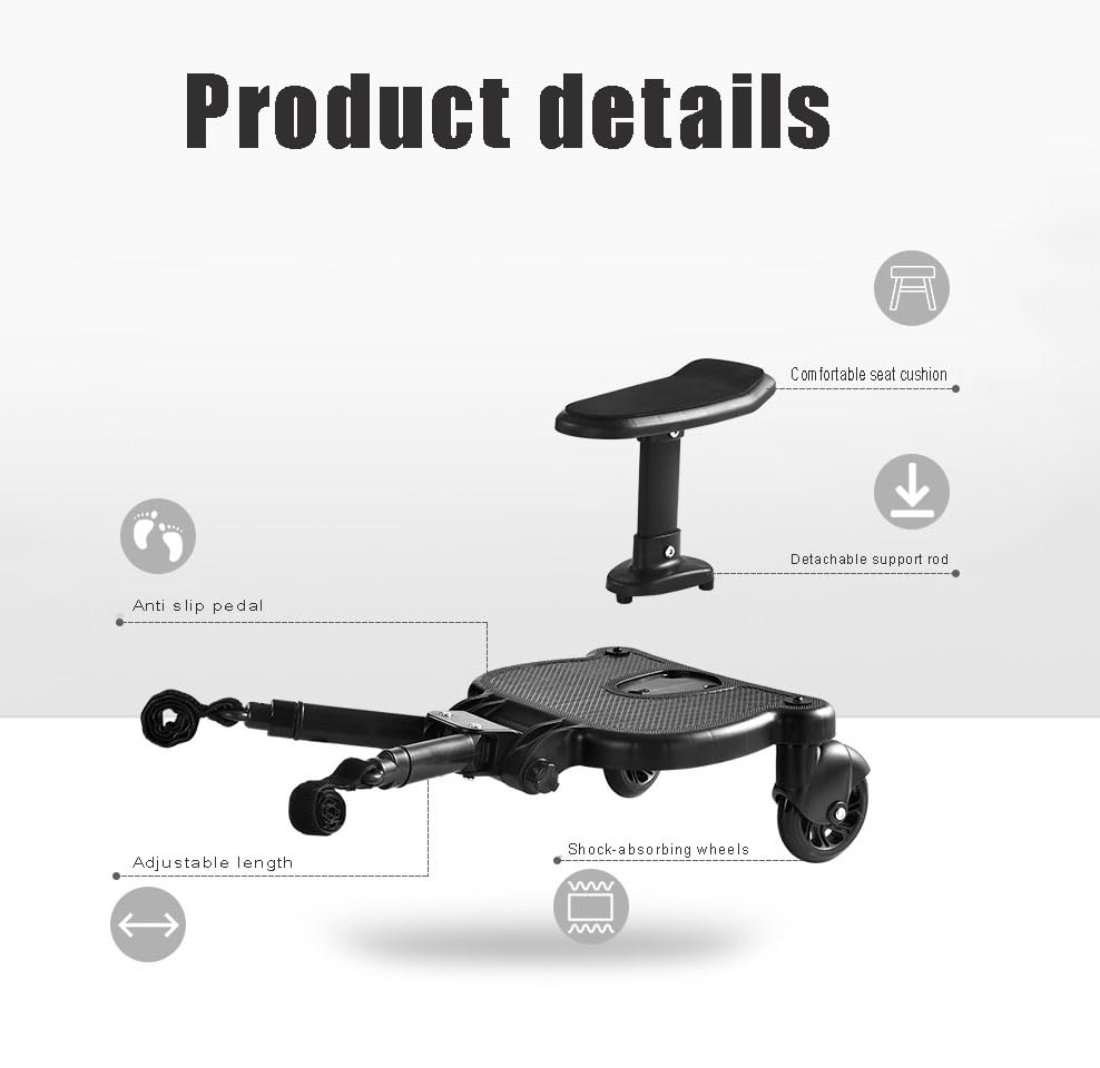 LBOYLOVE® Stroller Board,Universal Stroller Board with Detachable Seat,Buggy Board Suitable for Most Brands of Strollers, Universal Prams Accessories for Children from 2-6 Years (25 kg)