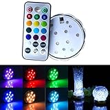 Soondar® 10-LED RGB Submersible LED Light, Multi Color Waterproof Wedding Party Vase Base Floral Light + Romote Controller