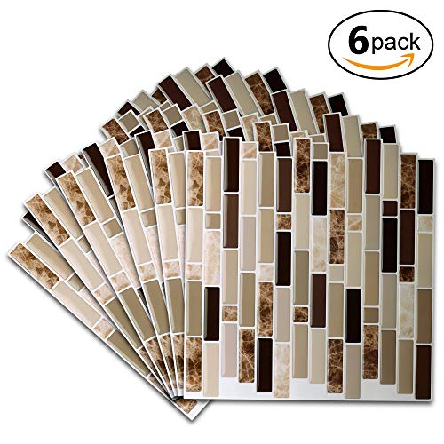 Premium Kitchen Backsplash Peel and Stick Tile,Stick On Backsplash Wall Tiles for Bathroom-Self Adhesive-10.62" x 10" (6 Sheets)