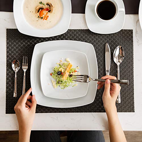 MALACASA, Serie Julia, Geschirrset 12 Personen, 60 Teilig Porzellan Geschirr Set,Kombiservice Tafelservice mit Speiseteller, Dessertteller, Suppenteller, Kaffeetassen, Untertassen je 12 Stück – Bild 5