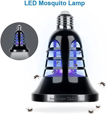Bug Zapper Light Bulb - 2 In 1 Mosquito Killer Lamp &amp; LED Lights - Trap and Kill Insect Fly Pest Gnat Moths - Chemical and Toxic Free, Cover 200 Sq. Ft - Indoor Porch Backyard Patio[2018 Upgraded]