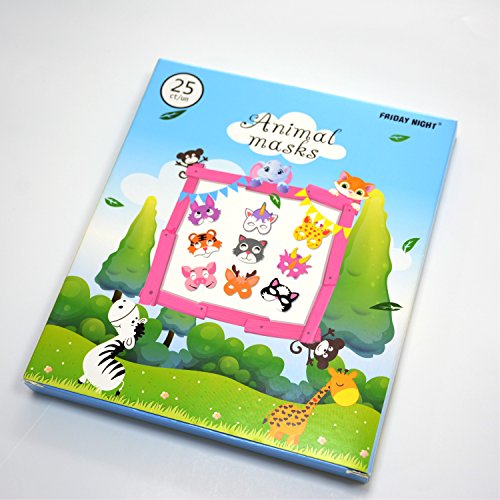 25PCs Animal Masks for Kids Birthday Jungle Safari Zoo theme Party Supplies Dress - up Party Kit Favors