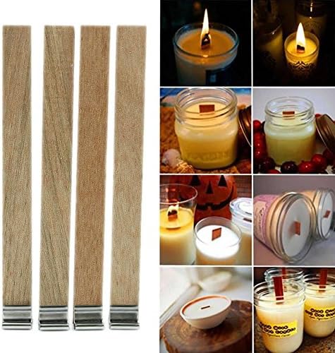 Dolwis Store 50Pcs Wood Candle Wicks with Sustainer Tab Candle Making DIY Supply 3 Size (8X90mm)