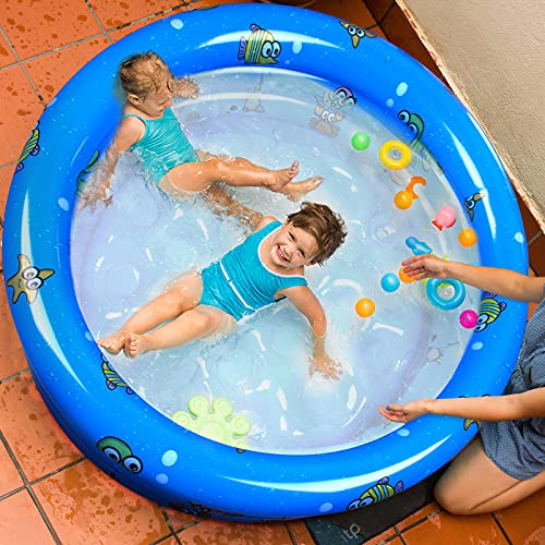 eulogize Inflatable Kiddie Pool for Backyard, Kids Swimming Pools for Baby Toddler Kids, Indoor and Outdoor Water Game Play Center for Summer(51X15.7inches)